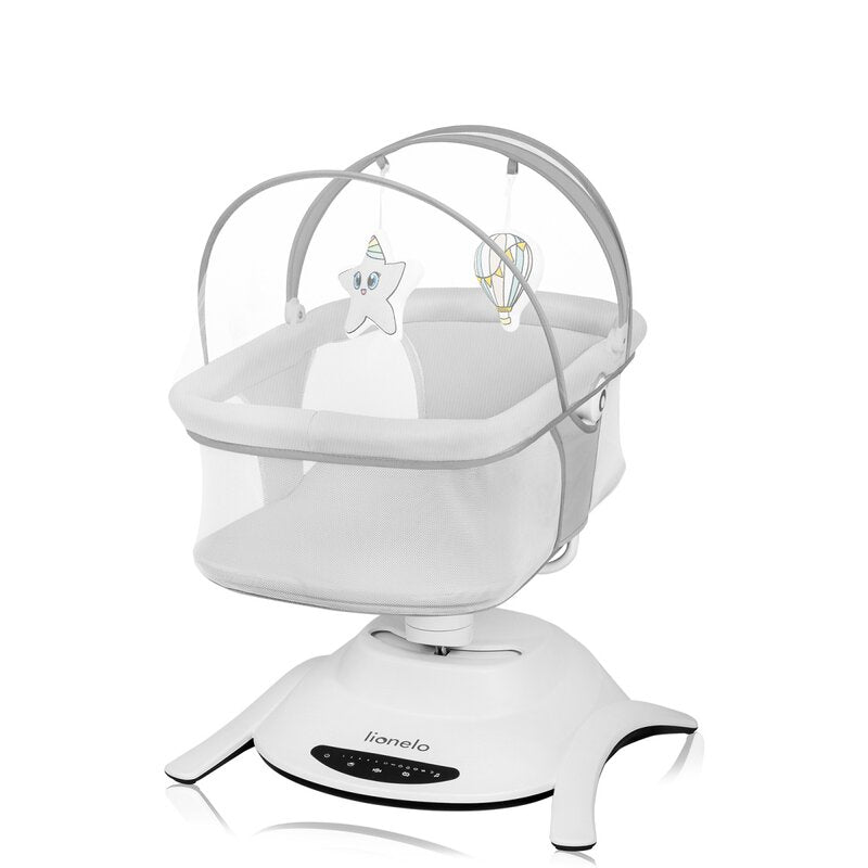 Set 2 in 1, Balansoar si landou, Lionelo, Bella, Rotative 360, Ecran tactil si telecomanda, Electric, Scaun reglabil, 6 miscari unice, 5 viteze, Cu melodii, Gri