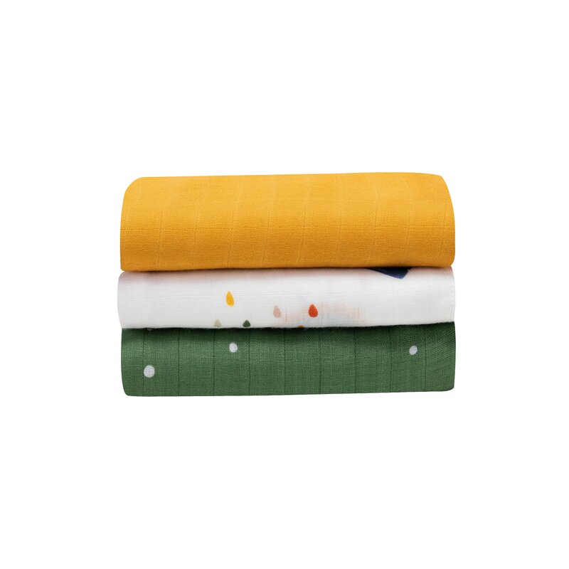 Set 3 museline, Lionelo, Bamboo, Multifunctionale, Din Bambus, 70x70 cm, Dino