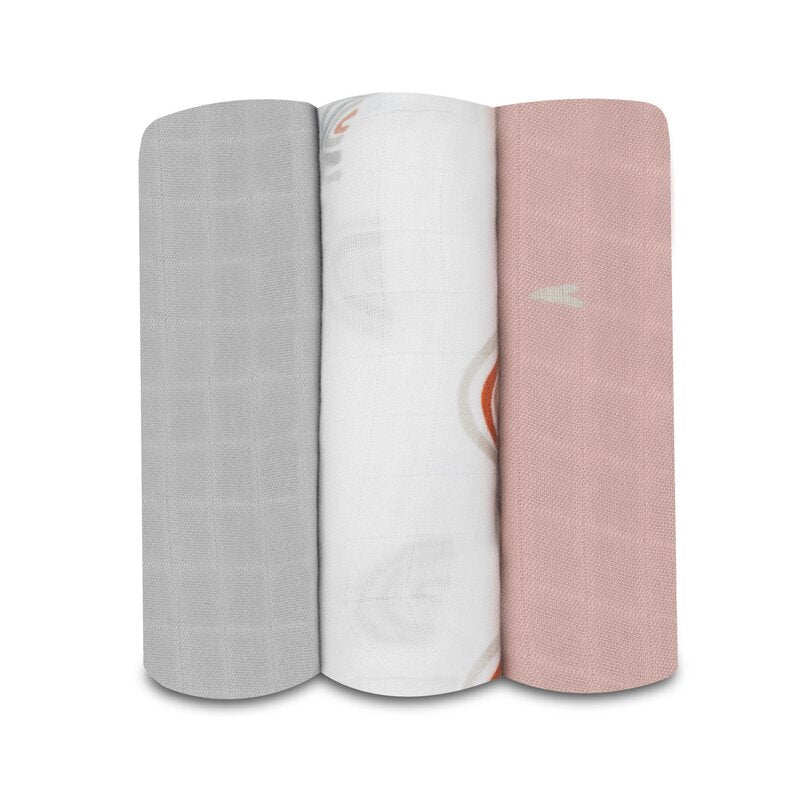 Set 3 museline, Lionelo, Bamboo, Multifunctionale, Din Bambus, 70x70 cm, Rainbow