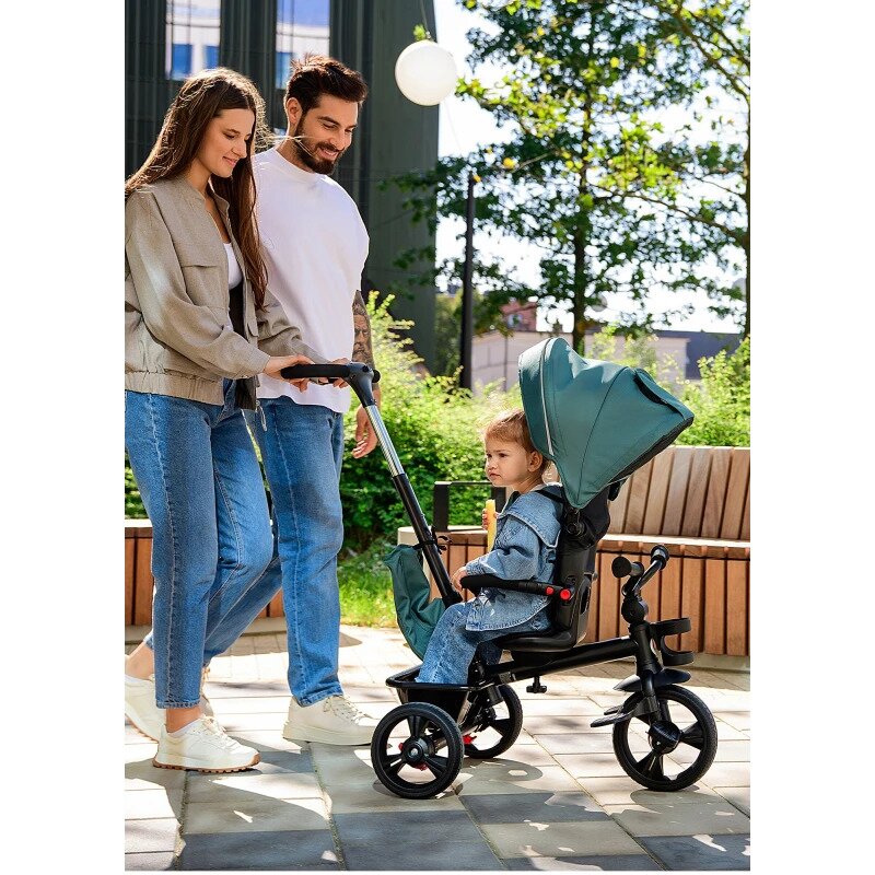 Tricicleta copii, Lionelo, Haari, Ultrapliabila, Multifunctionala, Suport picioare, Control al directiei, Scaun reversibil, Rotire 360 grade, Conform cu standardul european de securitate EN71, Gri
