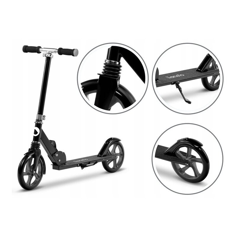 Trotineta, Lionelo, Luca, Copii/Adulti, Ultrapliabila, Pana la 100 Kg, Conform cu standardul european de securitate EN14619, Negru