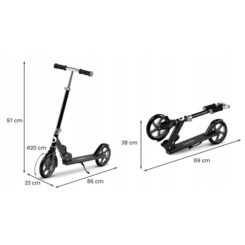 Trotineta, Lionelo, Luca, Copii/Adulti, Ultrapliabila, Pana la 100 Kg, Conform cu standardul european de securitate EN14619, Negru