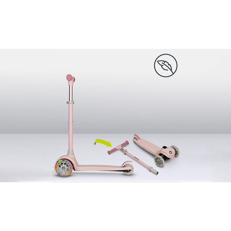 Trotineta, Lionelo, Jessy, Ultrapliabila, Pana la 50 Kg, Cu design ergonomic, Cu lumini LED, 56 x 26 x 67-82 cm, 3 ani+, Roz