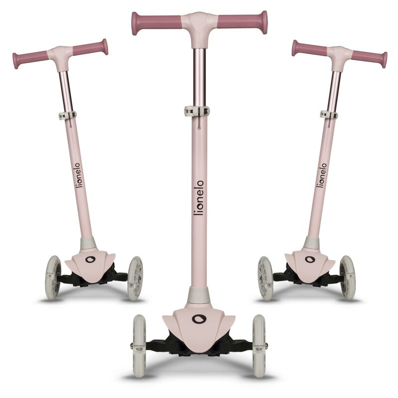 Trotineta, Lionelo, Jessy, Ultrapliabila, Pana la 50 Kg, Cu design ergonomic, Cu lumini LED, 56 x 26 x 67-82 cm, 3 ani+, Roz