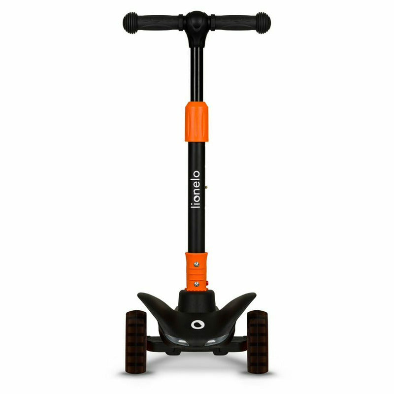 Trotineta, Lionelo, Timy, Copii, Ultrapliabila, Pana la 50 Kg, Cu design ergonomic, Cu lumini LED, 26 5 x 60 x 64-76 cm, 3 ani+, Portocaliu/Negru