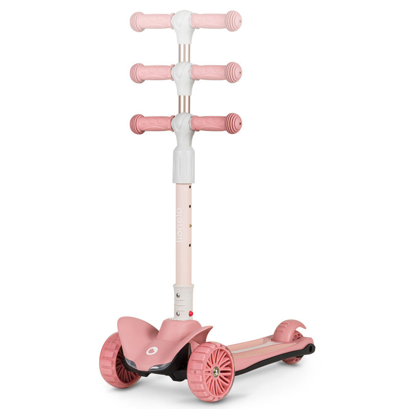 Trotineta, Lionelo, Timy, Copii, Ultrapliabila, Pana la 50 Kg, Cu design ergonomic, Cu lumini LED, 26 5 x 60 x 64-76 cm, 3 ani+, Roz