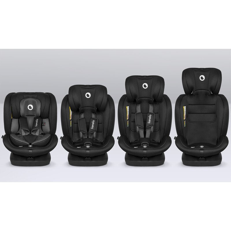 Scaun auto, Lionelo, Bastiaan i-Size, 4 in 1, Protectie laterala, Cu spatar inclinabil in 4 pozitii, Cu tetiera reglabila in 7 pozitii, Rotire 360 grade, Top Tether, 0-36 Kg, 40-150 cm, Cu Isofix, Conform cu ECE R129/03, Gri