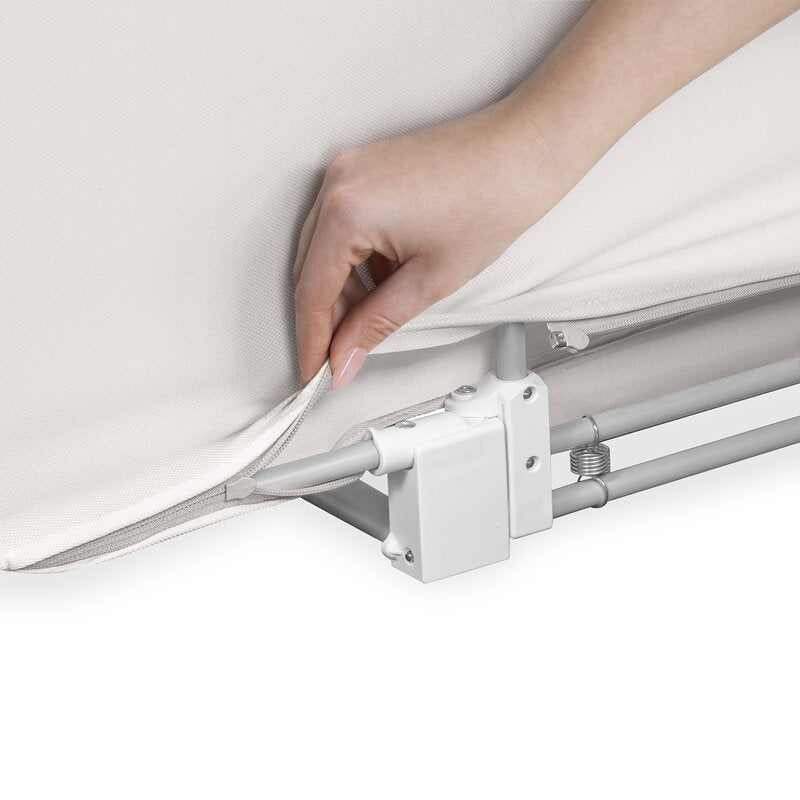 Bariera de protectie pentru pat, Lionelo, Lora XL, Pliabila, Sistem de blocare StandSafe, Geanta de transport inclusa, 150x46 cm, Conform cu BS 7972:2001+A1:2009, Bej