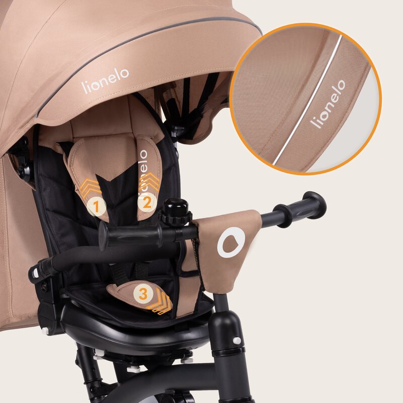 Tricicleta Copii Lionelo Tris Plus 2in1 Pliabila Scaun Rotativ 360 Bej
