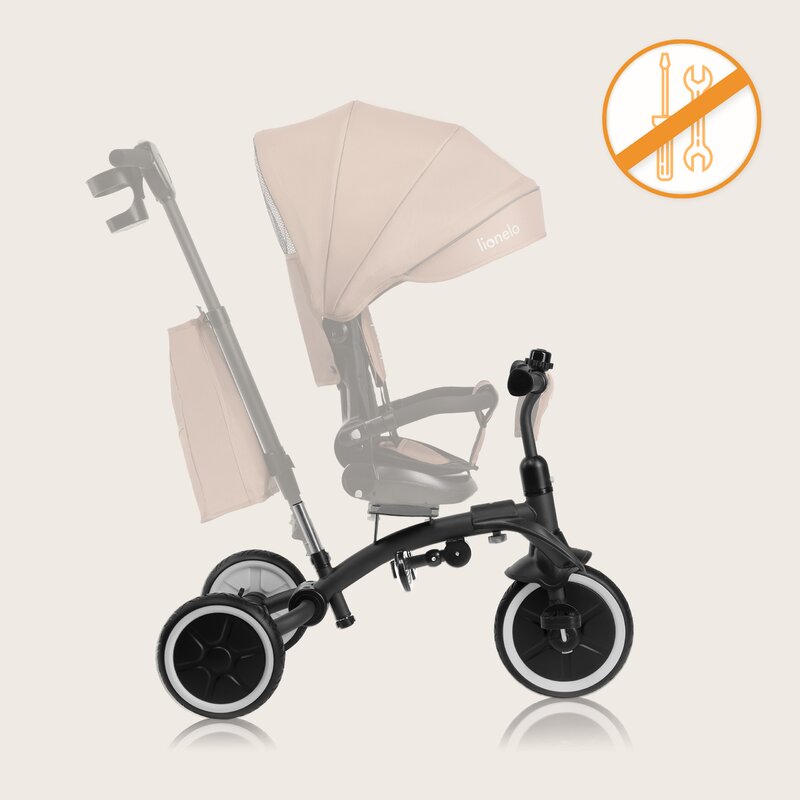 Tricicleta Copii Lionelo Tris Plus 2in1 Pliabila Scaun Rotativ 360 Bej