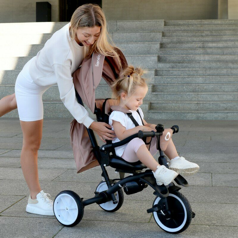 Tricicleta Copii Lionelo Tris Plus 2in1 Pliabila Scaun Rotativ 360 Bej