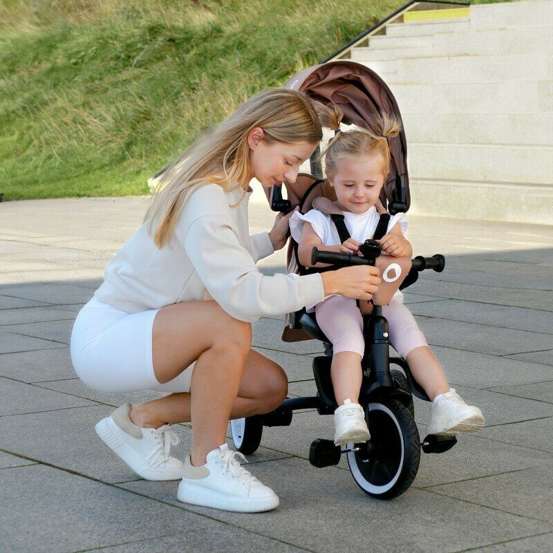 Tricicleta Copii Lionelo Tris Plus 2in1 Pliabila Scaun Rotativ 360 Bej