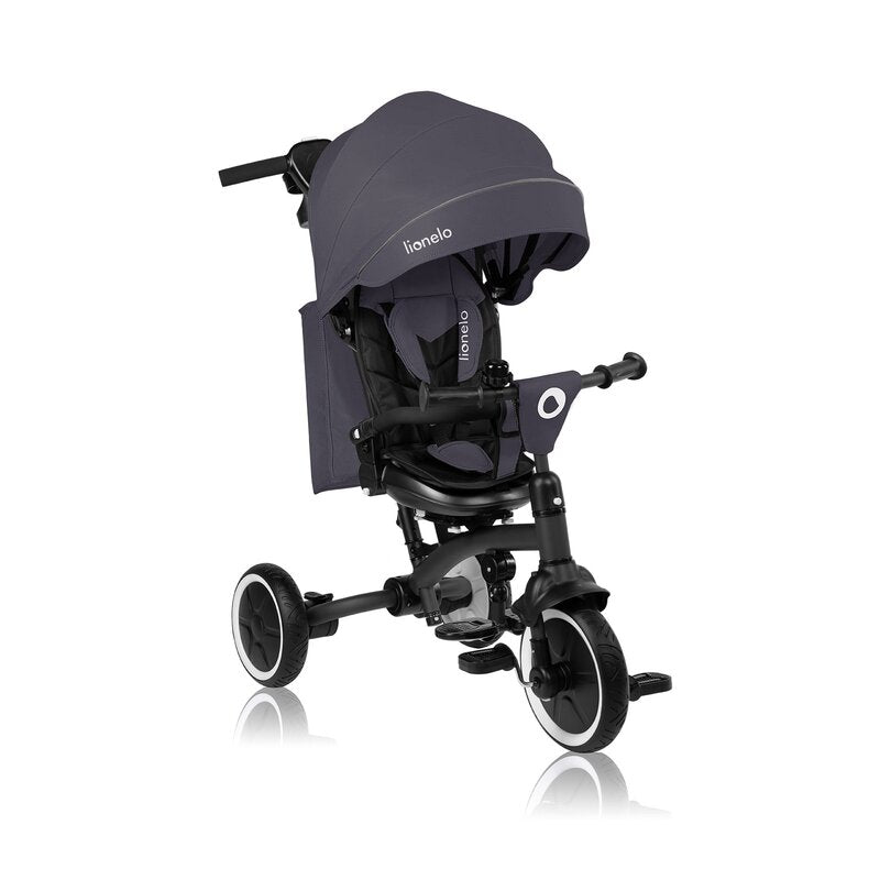 Tricicletă Copii Lionelo Tris Plus | Ultrapliabilă | Scaun Reversibil 360° | Spătar Reglabil | 9 luni-5 ani | 25 kg | Gri