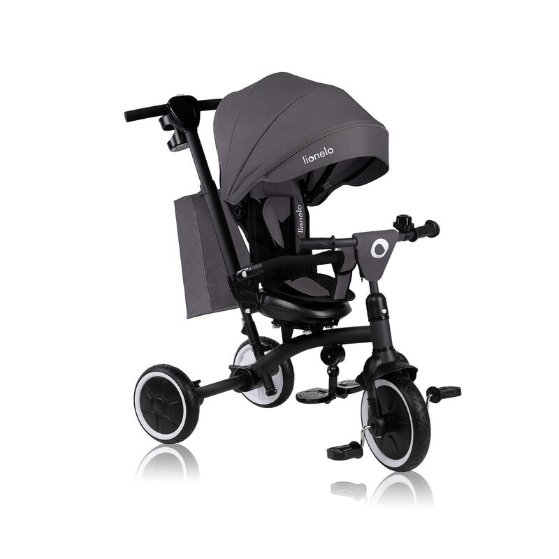 Tricicletă Copii Lionelo Tris Plus | Ultrapliabilă | Scaun Reversibil 360° | Spătar Reglabil | 9 luni-5 ani | 25 kg | Gri
