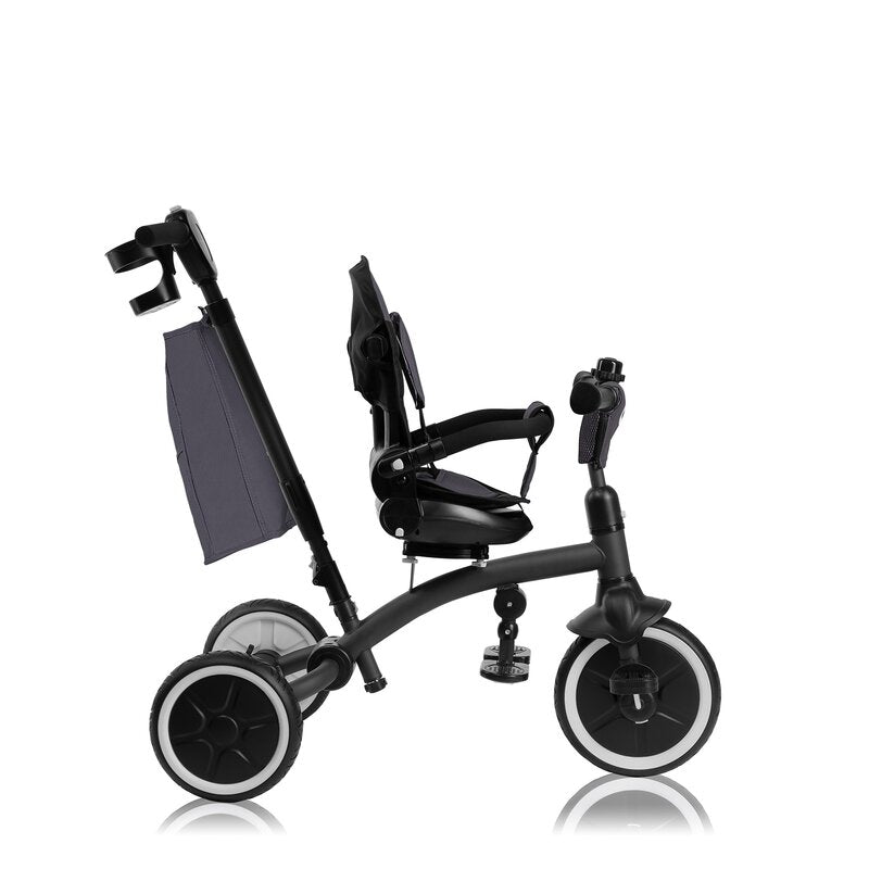 Tricicletă Copii Lionelo Tris Plus | Ultrapliabilă | Scaun Reversibil 360° | Spătar Reglabil | 9 luni-5 ani | 25 kg | Gri