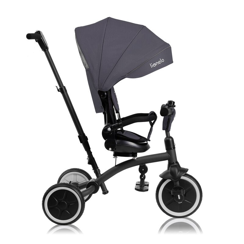 Tricicletă Copii Lionelo Tris Plus | Ultrapliabilă | Scaun Reversibil 360° | Spătar Reglabil | 9 luni-5 ani | 25 kg | Gri
