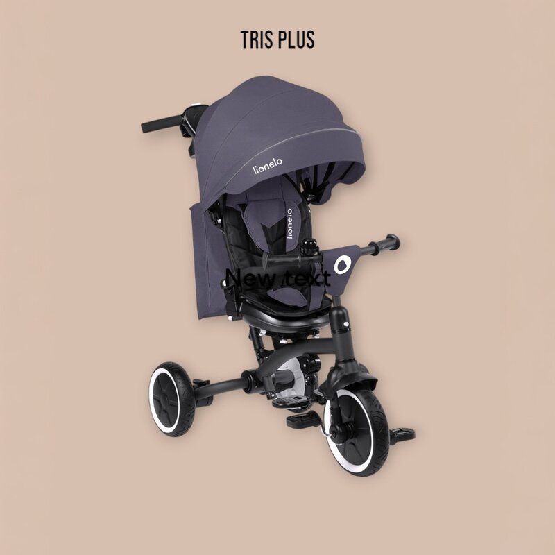 Tricicletă Copii Lionelo Tris Plus | Ultrapliabilă | Scaun Reversibil 360° | Spătar Reglabil | 9 luni-5 ani | 25 kg | Gri