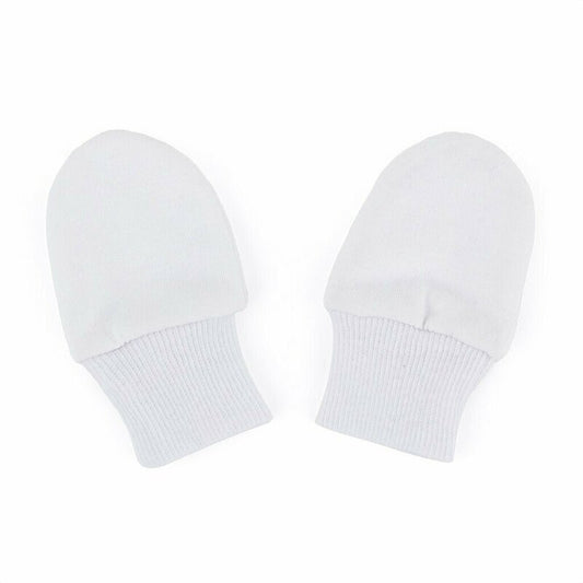 Manusi pentru nou-nascuti, Petite&Mars, Smoothie, Bumbac 100%, Material moale si respirabil, Protectie impotriva zgarieturilor, Manseta lata, 2 straturi, 6 x 10 cm, 0 luni+, Alb