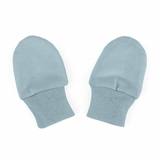 Manusi pentru nou-nascuti, Petite&Mars, Smoothie, Bumbac 100%, Material moale si respirabil, Protectie impotriva zgarieturilor, Manseta lata, 2 straturi, 6 x 10 cm, 0 luni+, Albastru
