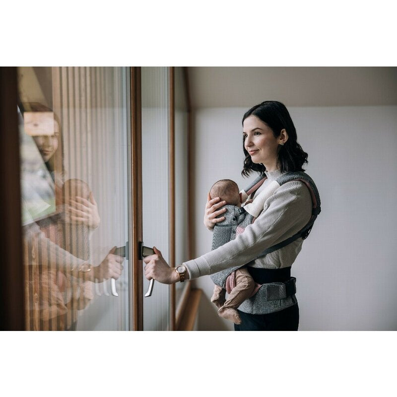 Marsupiu bebe, FreeON, Carry Me, 3 in 1, De la 4 luni pana la 15 kg, Tesatura din plasa 3D, Confortabil si sigur pentru bebe, Grey/Pink