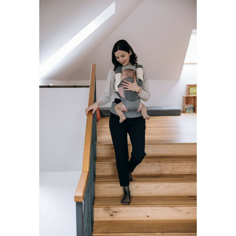 Marsupiu bebe, FreeON, Carry Me, 3 in 1, De la 4 luni pana la 15 kg, Tesatura din plasa 3D, Confortabil si sigur pentru bebe, Grey/Pink