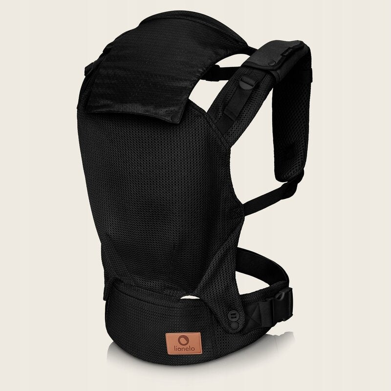 Marsupiu ergonomic, Lionelo, Margareet Air, 3 pozitii de purtare, Certificat de Institutul International pentru Displazie de Sold, 4 luni+, Pana la 20 Kg, Material respirabil 3D Air Mesh, Catarama dubla de siguranta, Negru