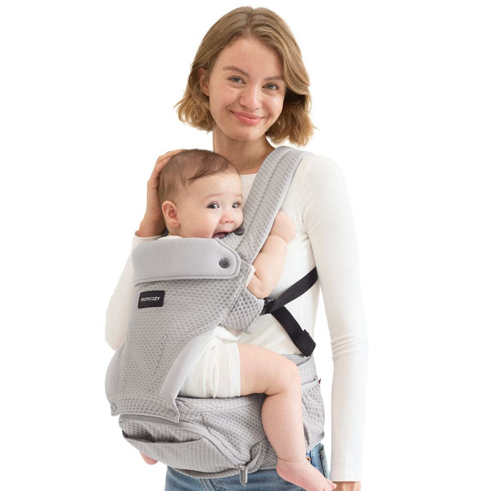 Marsupiu 2in1 Momcozy Move2Fit Mesh Respirabil cu Sezut Detasabil Grey 5 Luni+