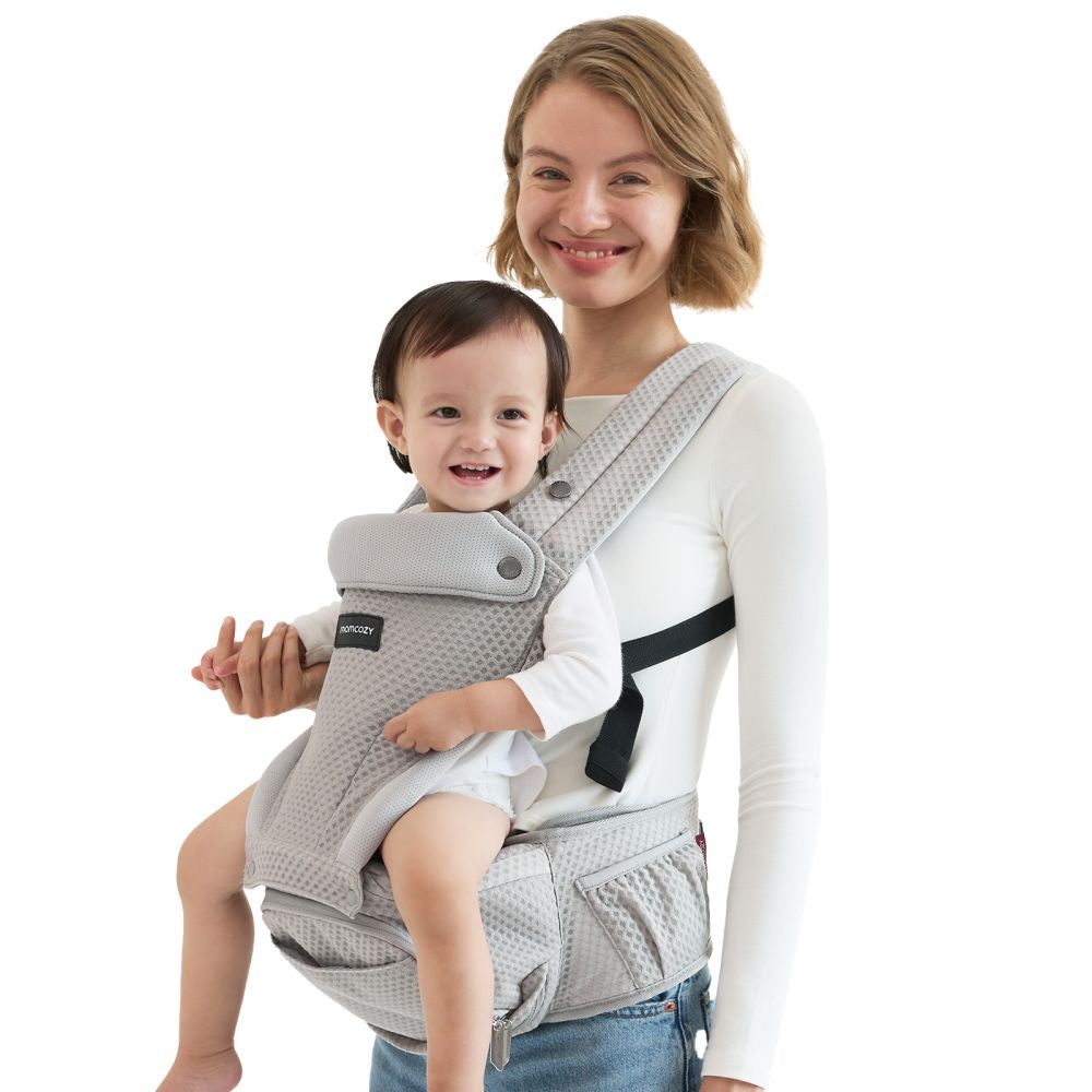 Marsupiu 2in1 Momcozy Move2Fit Mesh Respirabil cu Sezut Detasabil Grey 5 Luni+