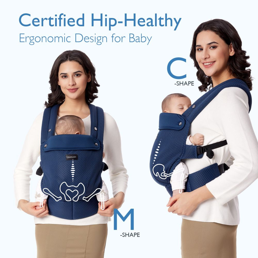 Marsupiu Ergonomic Momcozy PureHug Air Mesh Blue 3-24 Luni