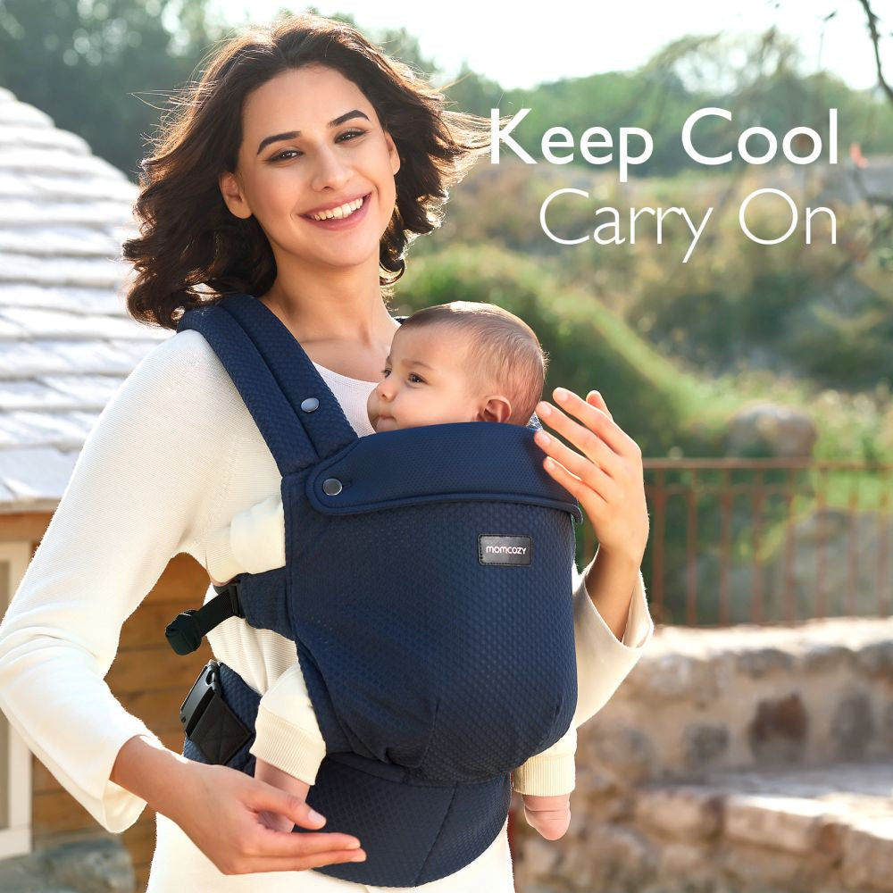 Marsupiu Ergonomic Momcozy PureHug Air Mesh Blue 3-24 Luni