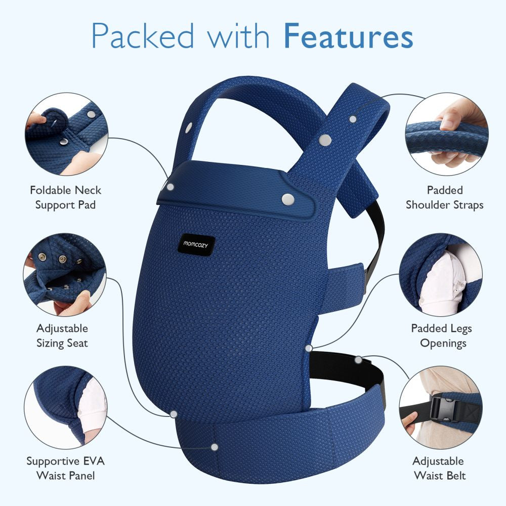 Marsupiu Ergonomic Momcozy PureHug Air Mesh Blue 3-24 Luni