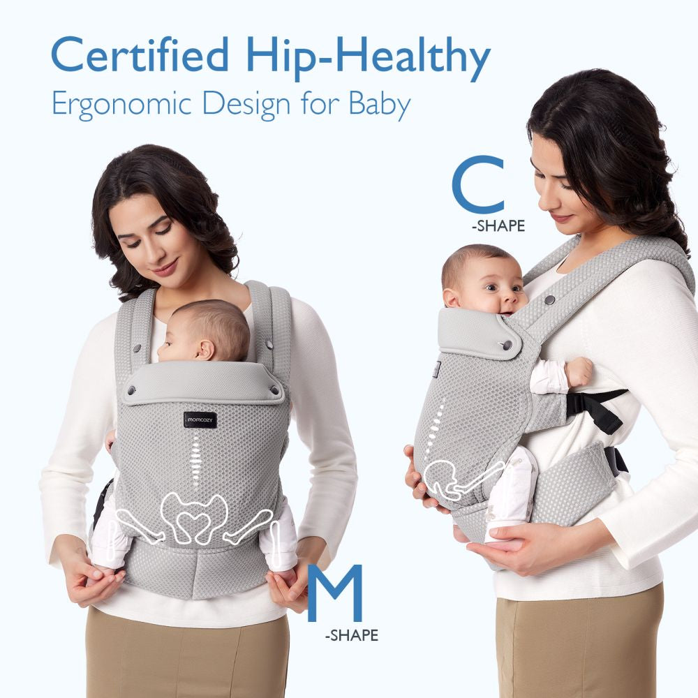 Marsupiu Ergonomic Momcozy PureHug Air Mesh Grey 3-24 Luni