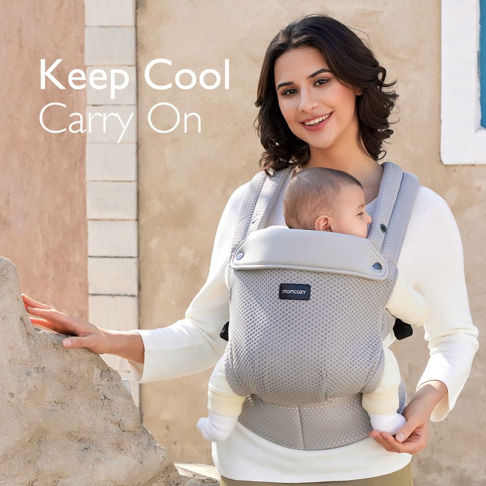 Marsupiu Ergonomic Momcozy PureHug Air Mesh Grey 3-24 Luni