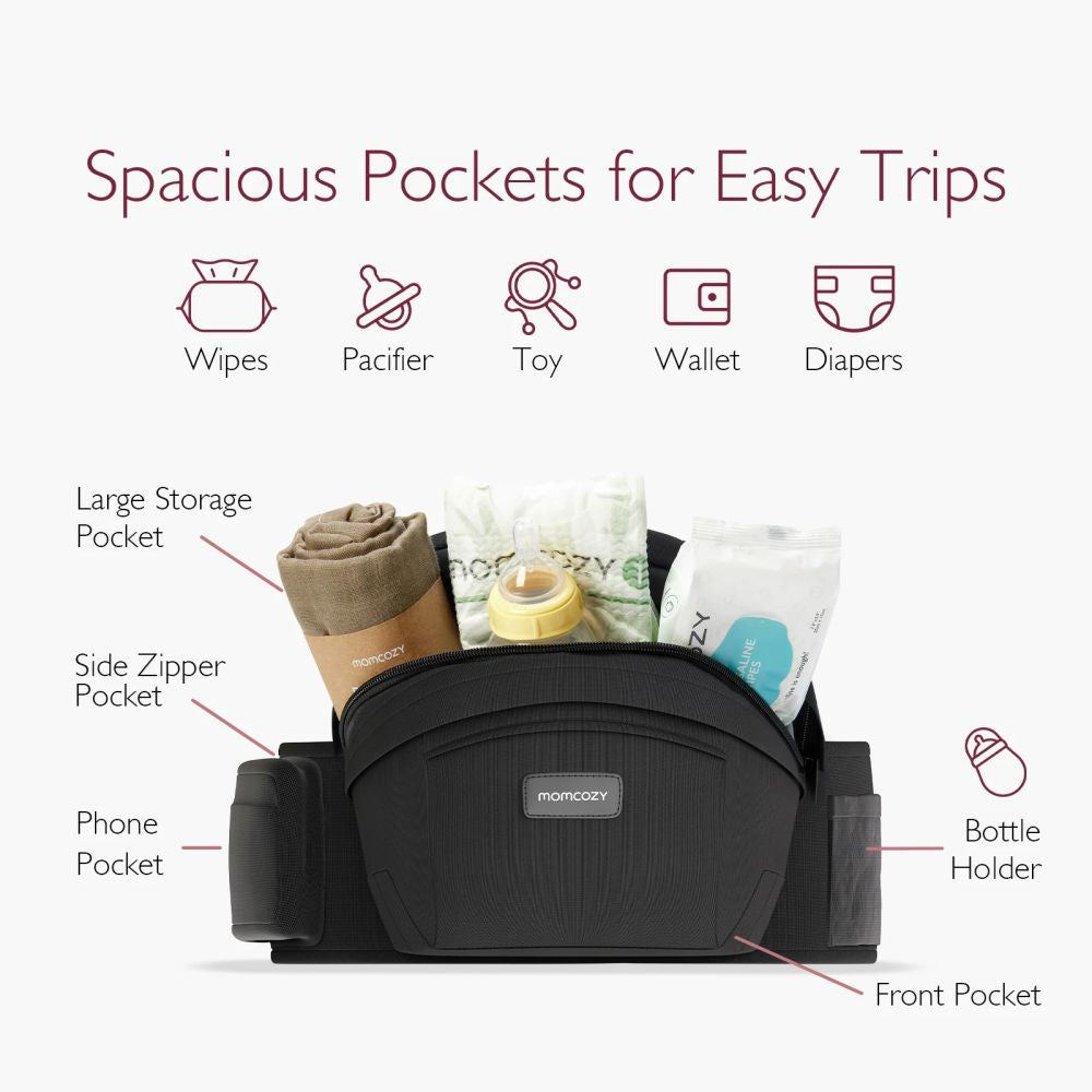 Marsupiu Hip Seat Momcozy Wander360 Suport Sold Black Marime M