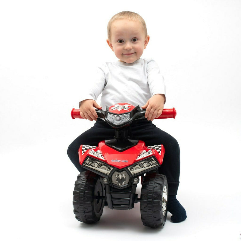 ATV copii, Baby Mix, Masinuta, Cu lumini si muzica, Fara pedale, 60 x 38 x 42 cm, Red
