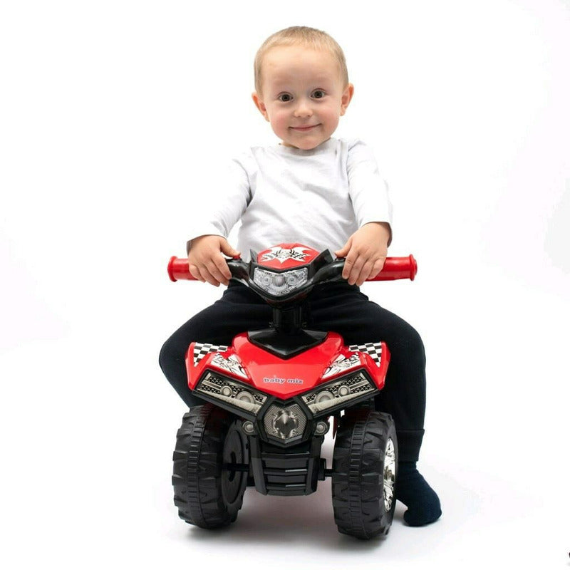 ATV fără pedale Baby Mix, Roșu – copil pe ATV