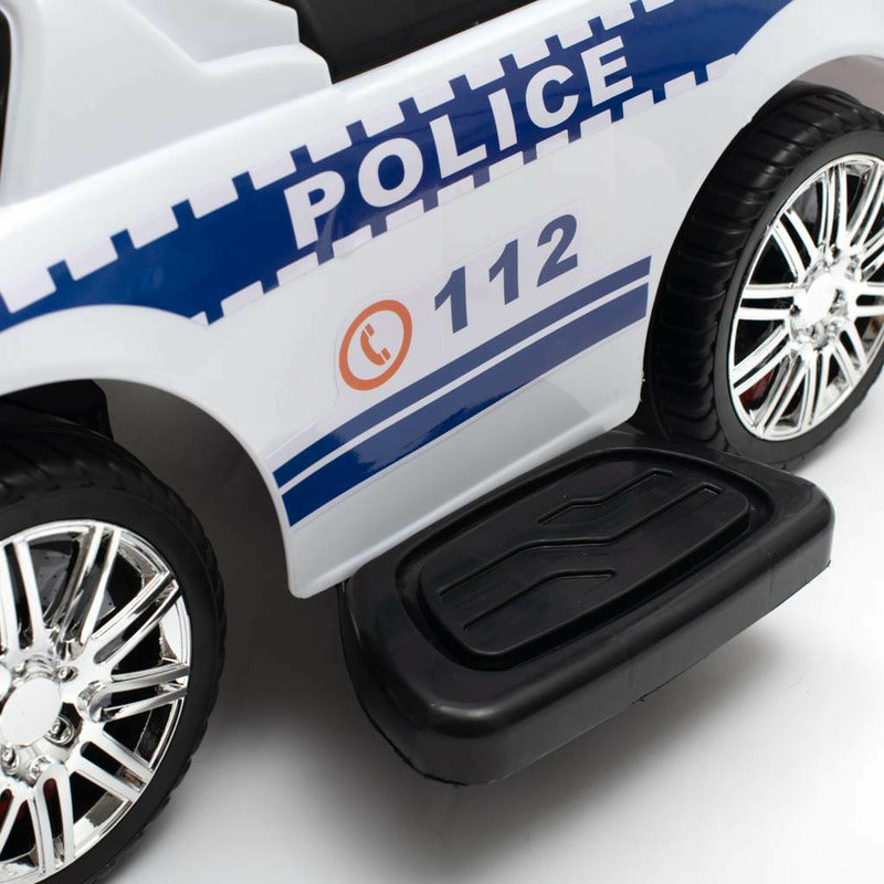 Masinuta de impins, Baby Mix, Police, Cu maner de impins detasabil, Cu protectii laterale, Cu melodii si claxon, Cu suport jucarii sub sezut