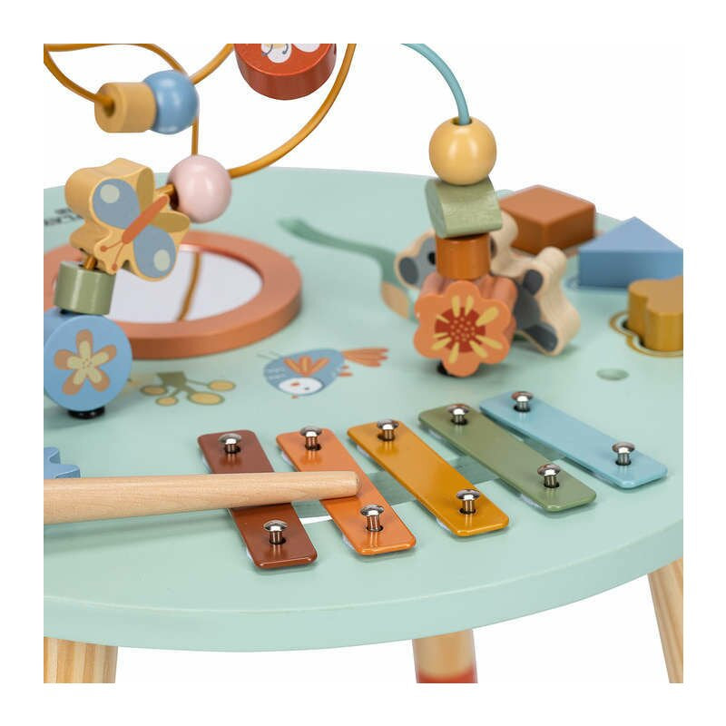 Masuta de activitati, Free2Play, Din lemn, Cu xilofon, Sortator de forme, Oglinda, Conform cu standardele europene EN71-1;2018, EN71-2:2020, EN71-3:2021, EN62115:2020, Multicolor