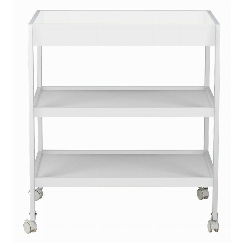 Masuta de infasat, FreeON, Mila, Din lemn, Cu 4 roti pentru transport facil, Cu 3 suprafete de depozitare, 76x54x86 cm, White