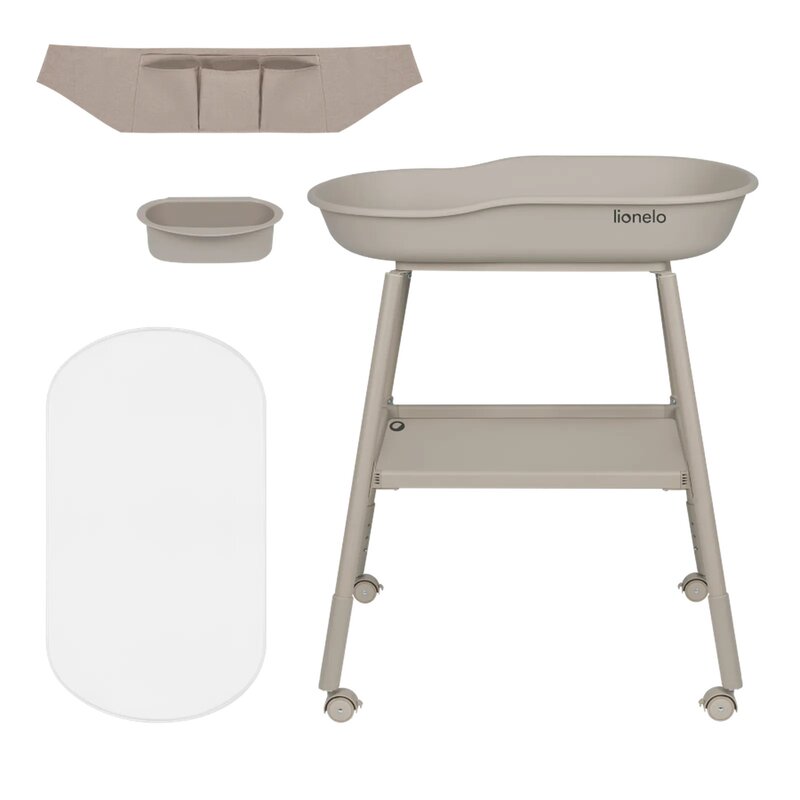 Masuta de Infasat Lionelo Rosie cu Saltea, Roti, Organizer si Reglaj Inaltime 3 Trepte