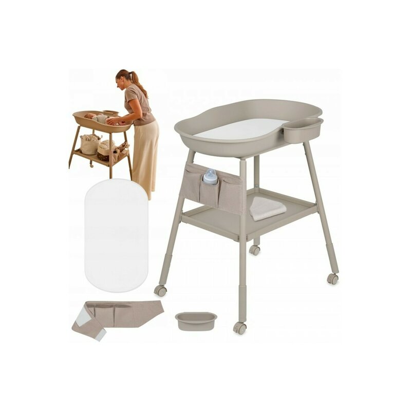 Masuta de Infasat Lionelo Rosie cu Saltea, Roti, Organizer si Reglaj Inaltime 3 Trepte
