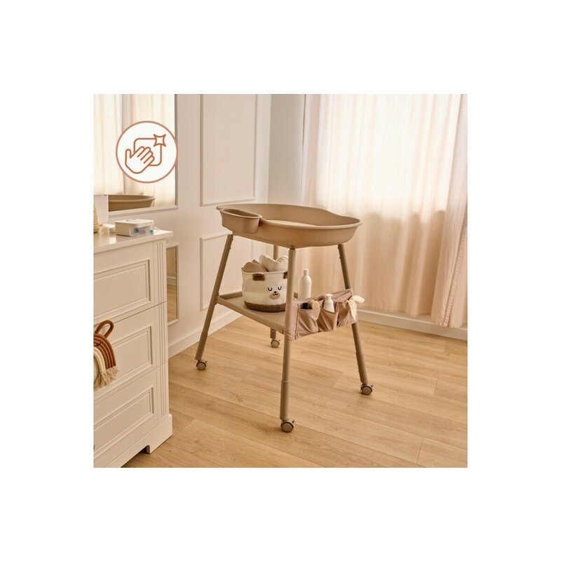 Masuta de Infasat Lionelo Rosie cu Saltea, Roti, Organizer si Reglaj Inaltime 3 Trepte