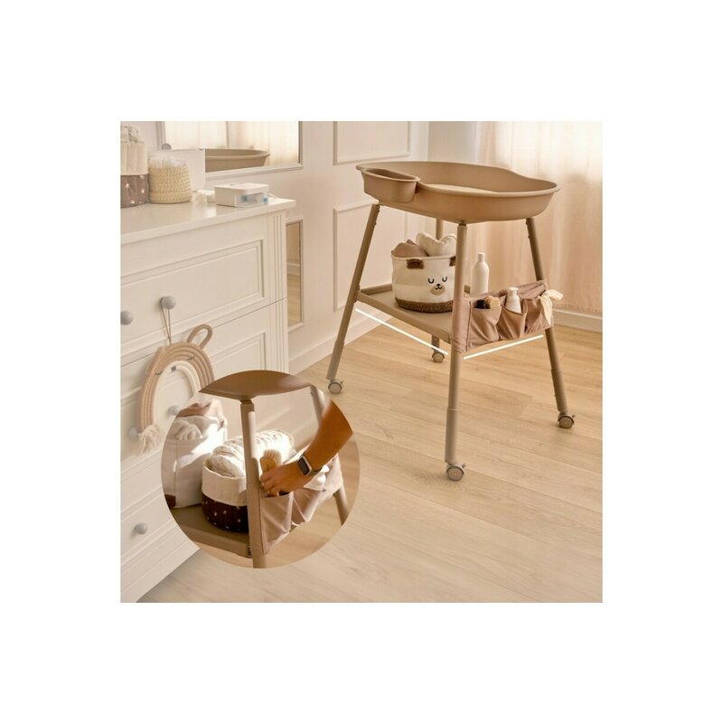 Masuta de Infasat Lionelo Rosie cu Saltea, Roti, Organizer si Reglaj Inaltime 3 Trepte