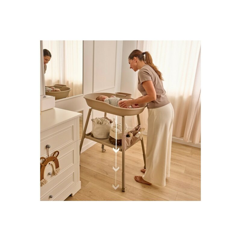 Masuta de Infasat Lionelo Rosie cu Saltea, Roti, Organizer si Reglaj Inaltime 3 Trepte