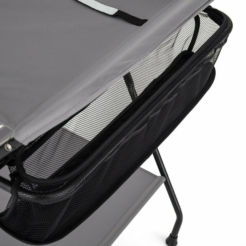 Masuta pentru infasat si schimbat scutece, Feedo, Multifunctionala, Pliabila, Cu raft pentru depozitare si compartiment lateral, Realizata din fier, panza si in, 80.5 x 67 x 102.5 cm, Gri