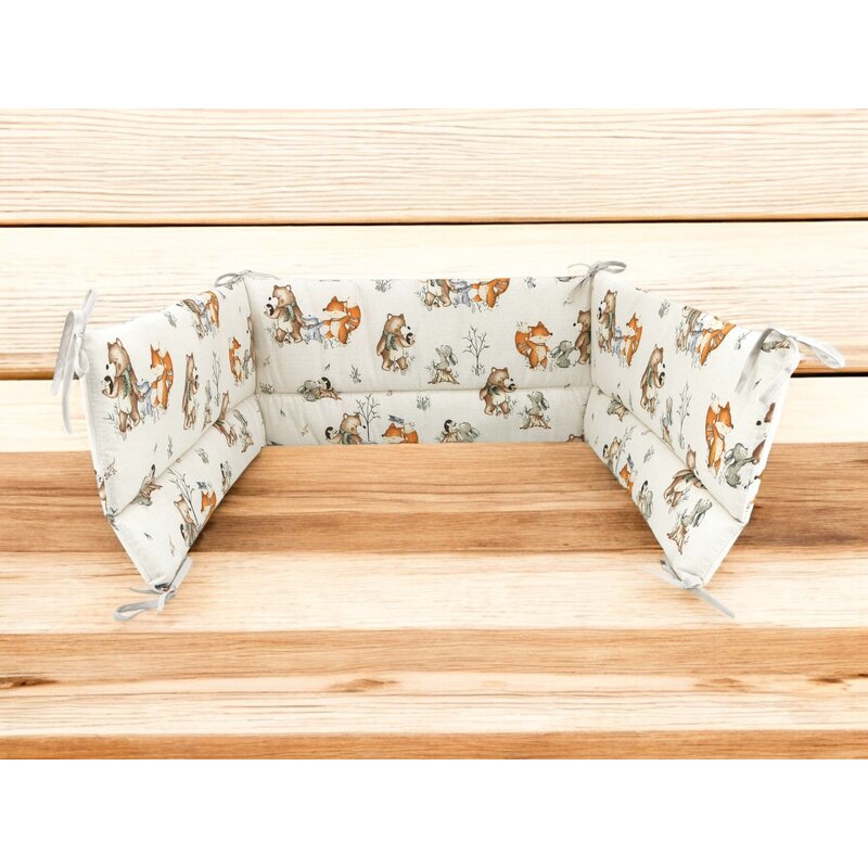 Aparatoare pentru patut, MimiNu, Din bumbac certificat Oeko Tex Standard 100, 180x30 cm, Cu panglici, Design, Time for fun