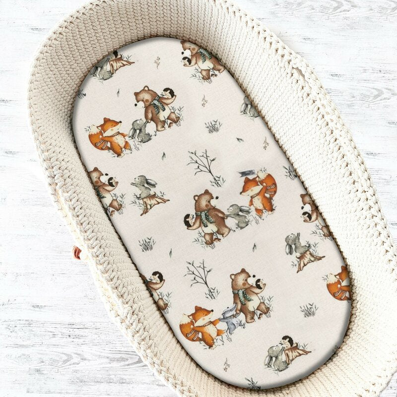 Cearșaf cu elastic MimiNu 80x35 cm pentru landou, model Time for fun