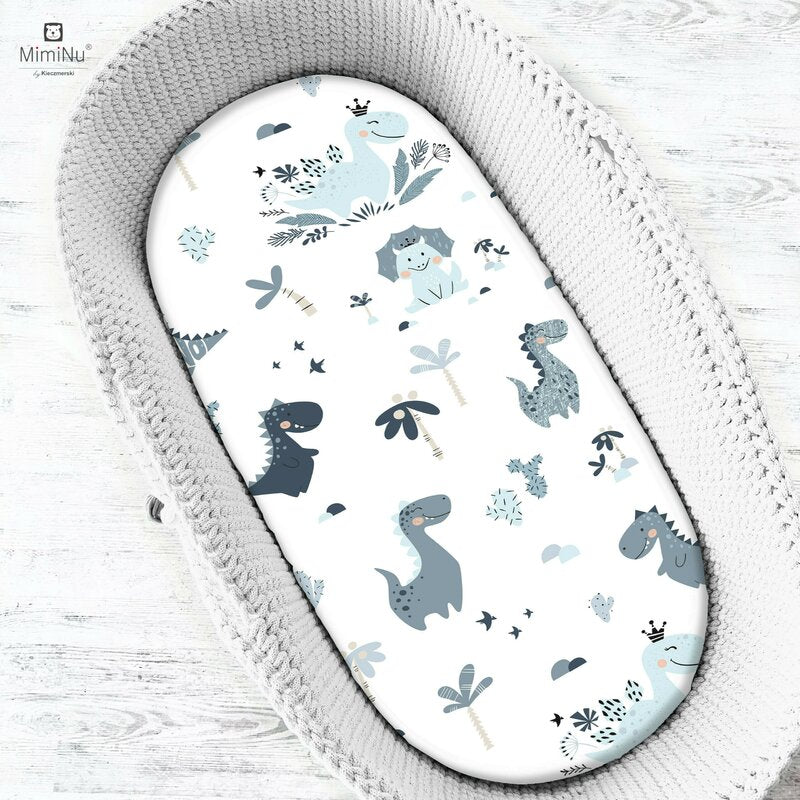 Cearșaf cu elastic MimiNu Dino Granat 80x35 cm