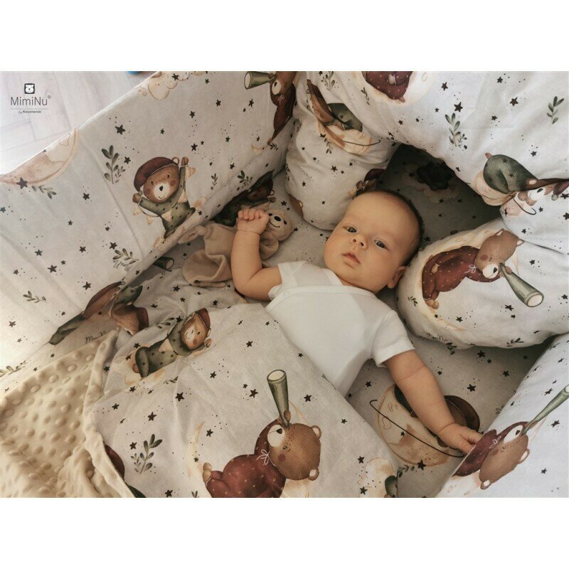 Cearșaf cu elastic MimiNu Teddy Bear On Moon, 89x51 cm Vera