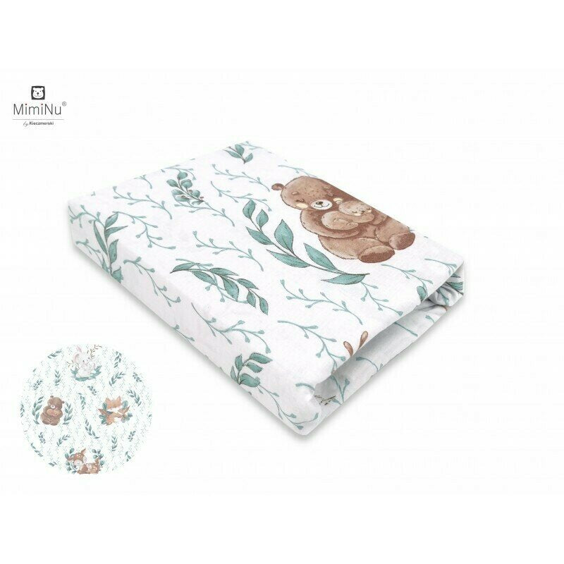 Cearșaf cu elastic MimiNu Lulu Natural, 89x51 cm pentru Vera